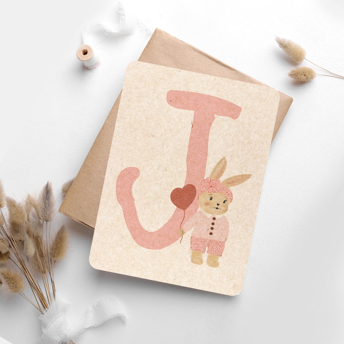 Buchstabenkarte A6 "Pink Rabbit"