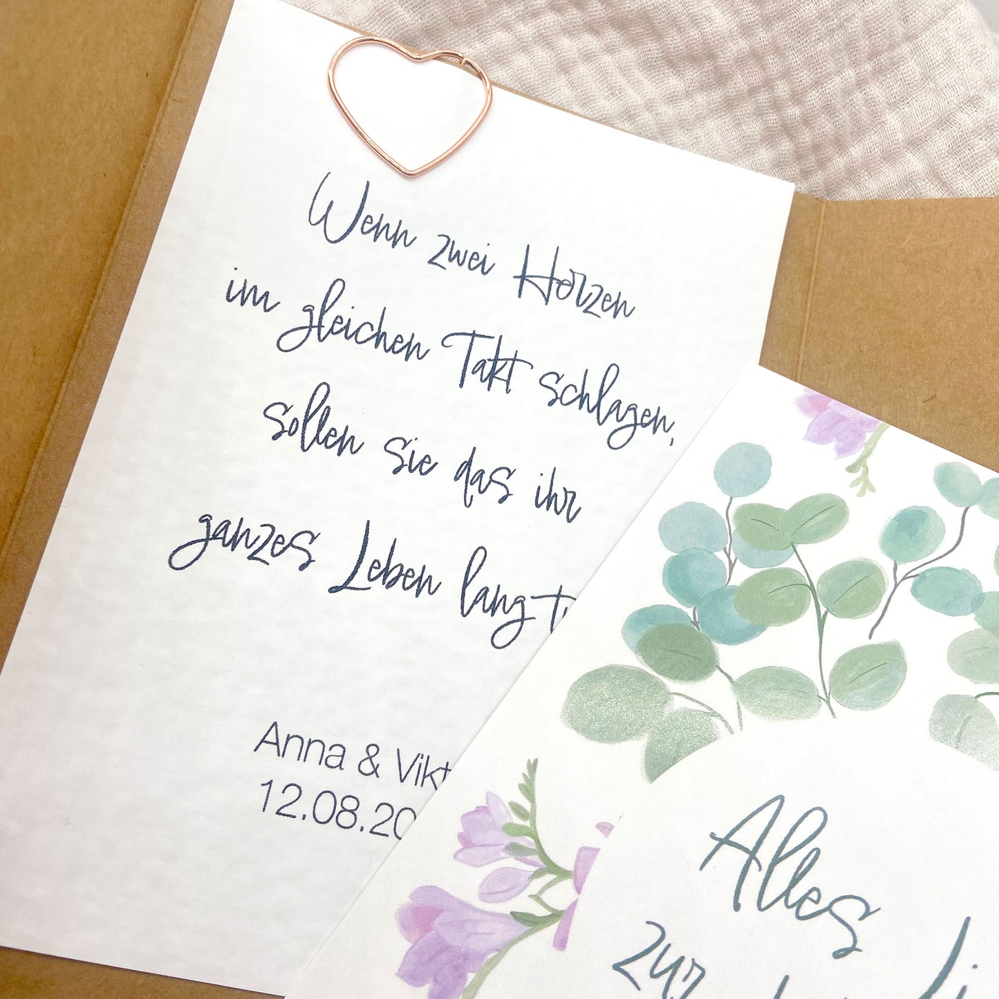 Geldgeschenk zur Hochzeit mit Herz - personalisiert