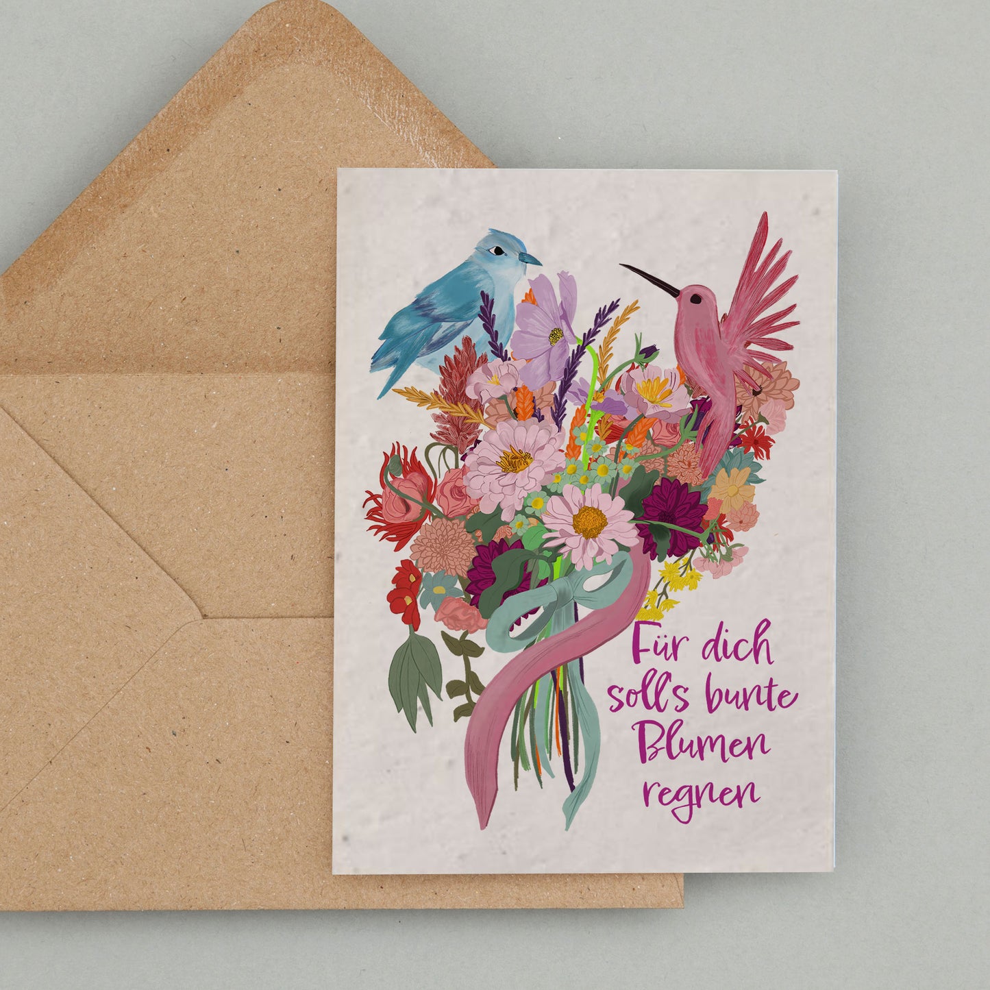 Klappkarte mit Samenpapier – "Für dich soll's bunte Blumen regnen"