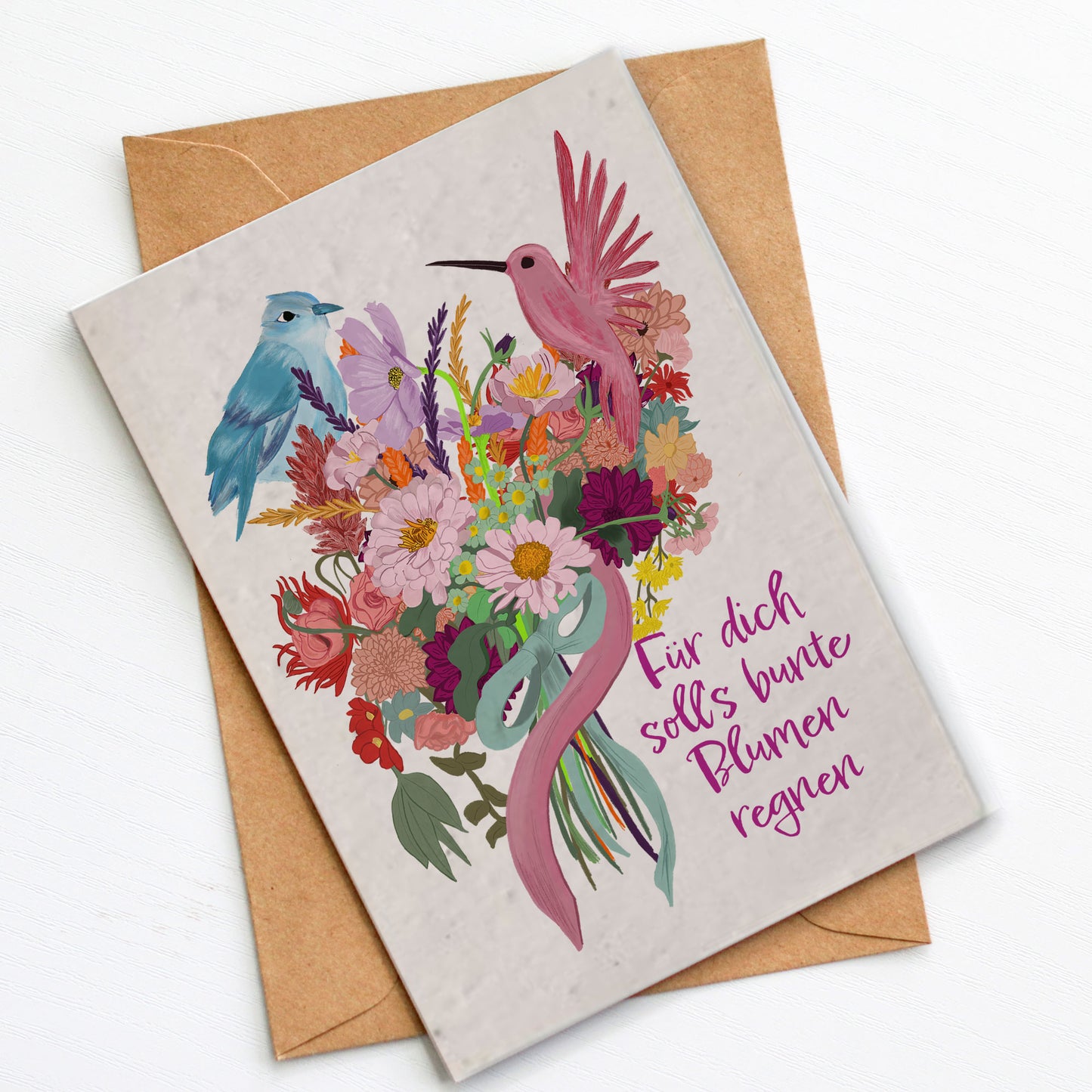 Klappkarte mit Samenpapier – "Für dich soll's bunte Blumen regnen"