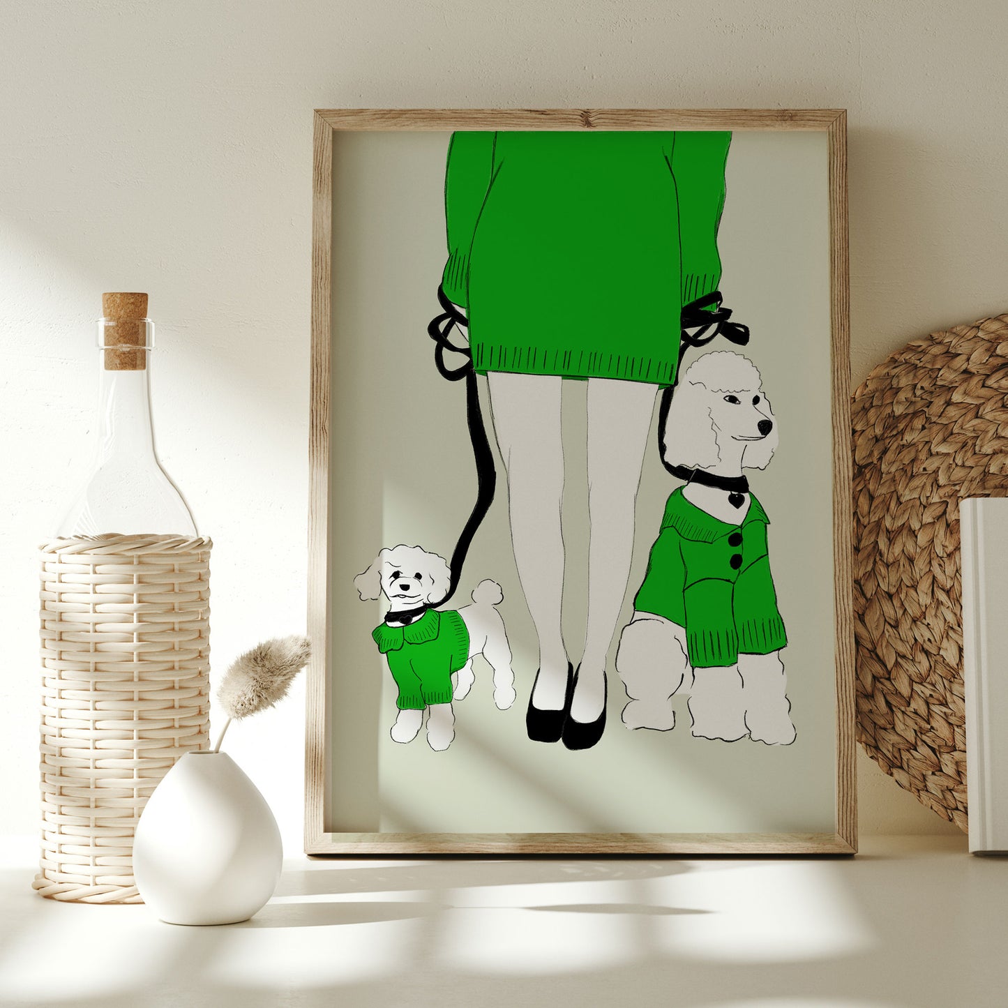 Illustration Print - Crazy poodle Lady Druck - Hund Poster