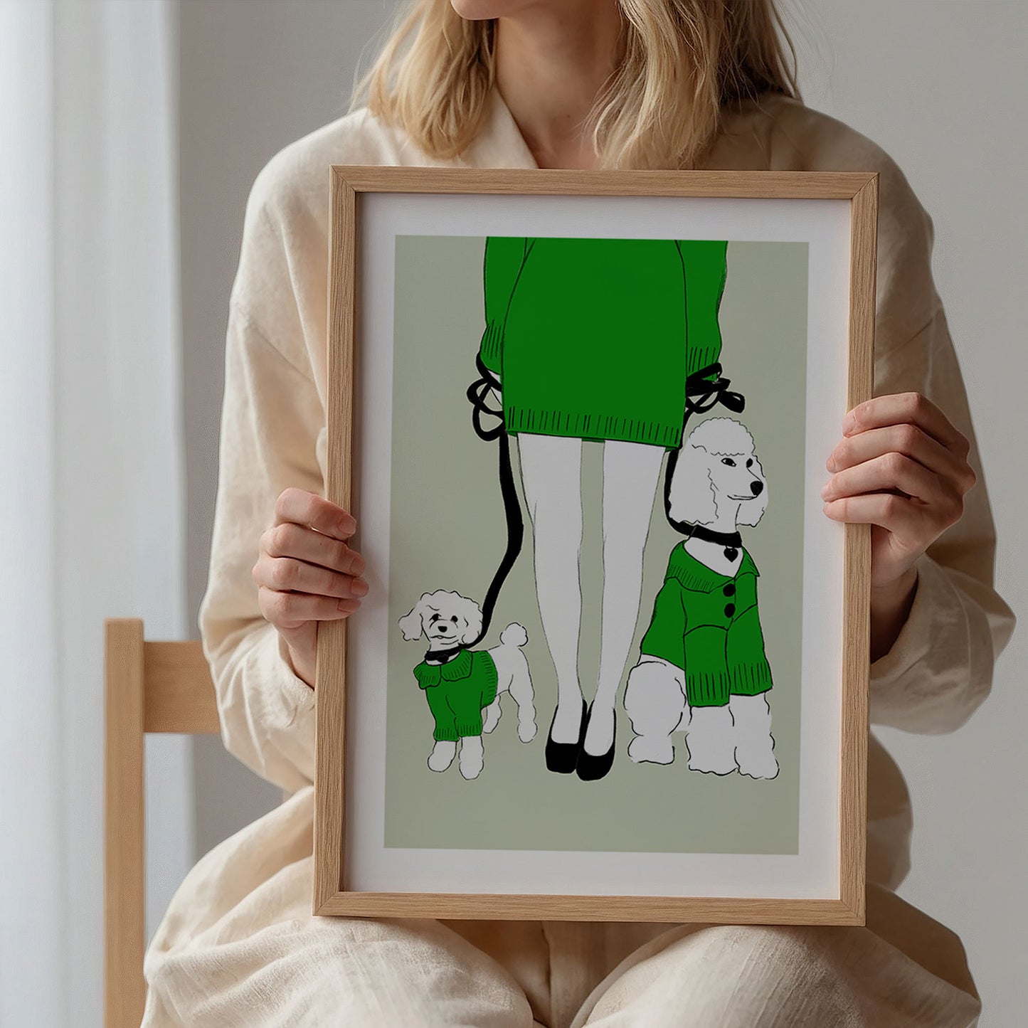 Illustration Print - Crazy poodle Lady Druck - Hund Poster