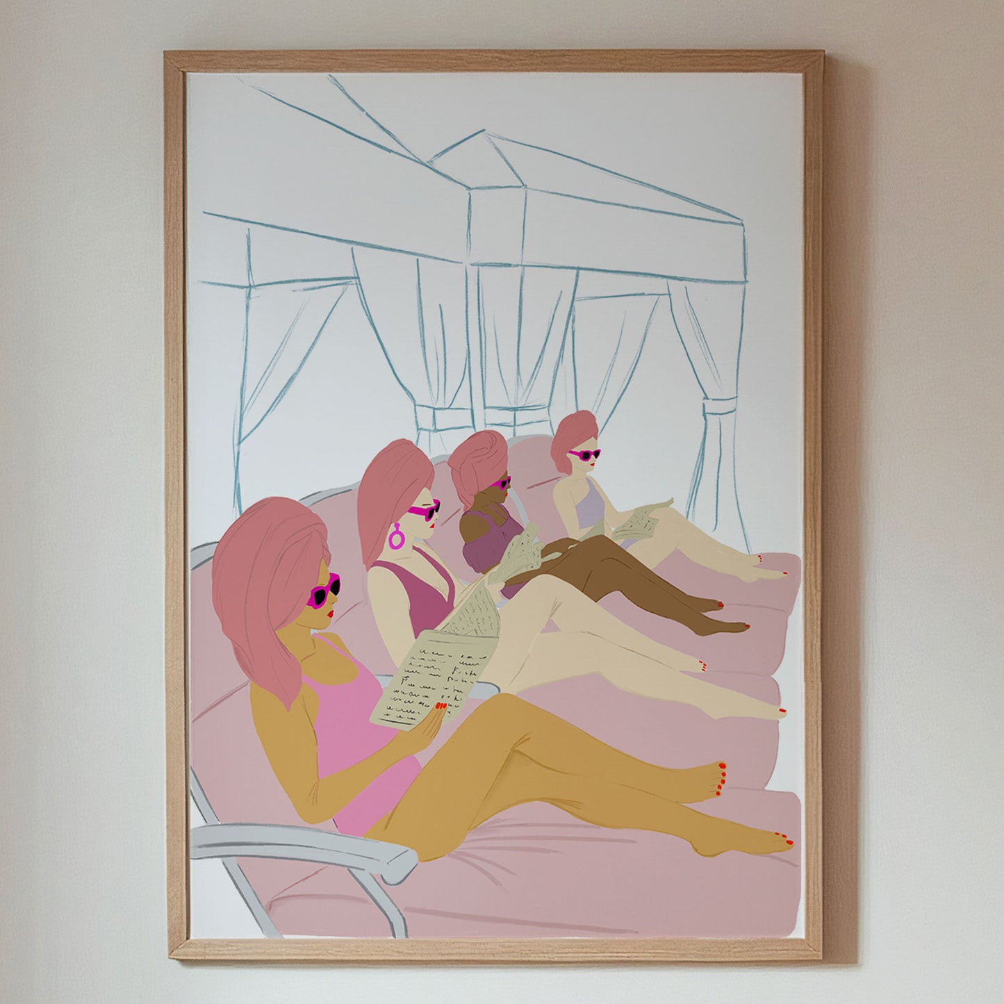 Print "Girls by the pool" - Wand Dekoration für zuhause