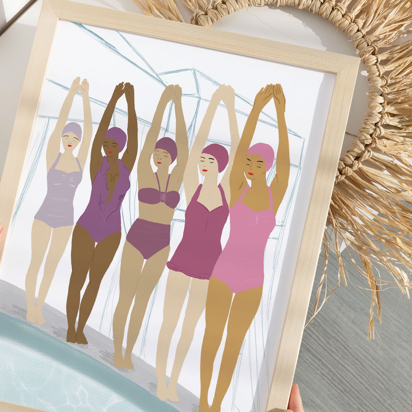 Print " Pool Girls" - Illustrtion Druck - Deko Poster