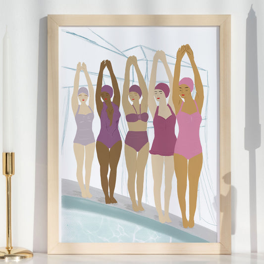 Print " Pool Girls" - Illustrtion Druck - Deko Poster