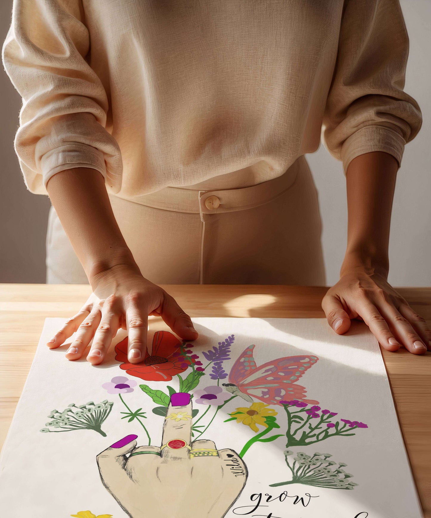 Feministisches Poster "Grow untamed" | Kunstdruck | DINA4 Print