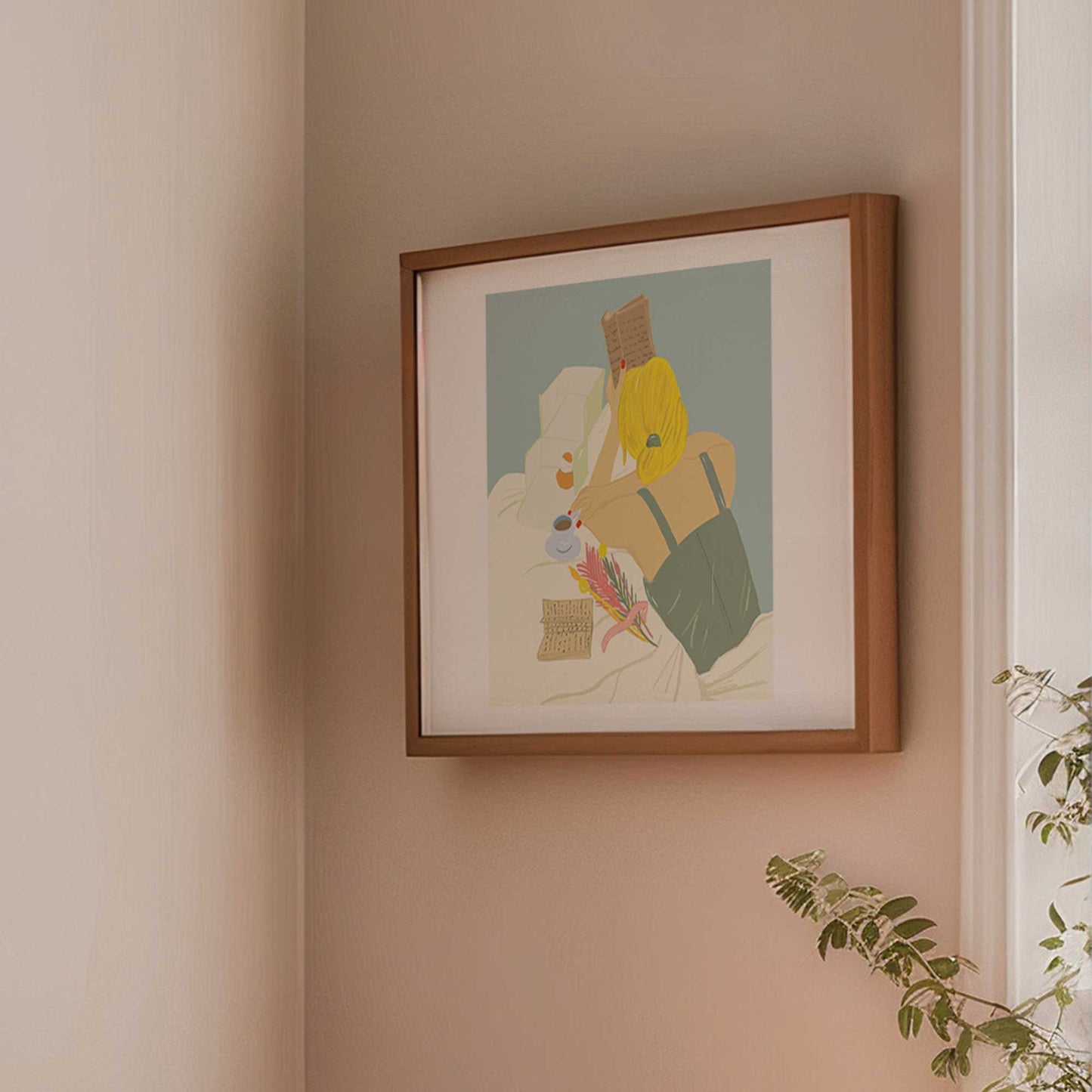 Print "Reader" | Moderne quadratische Illustration Print