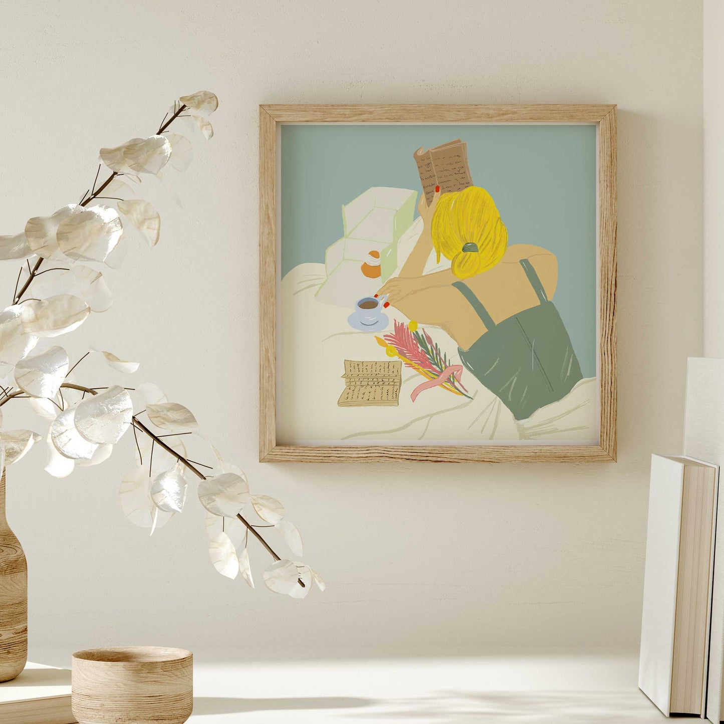 Print "Reader" | Moderne quadratische Illustration Print