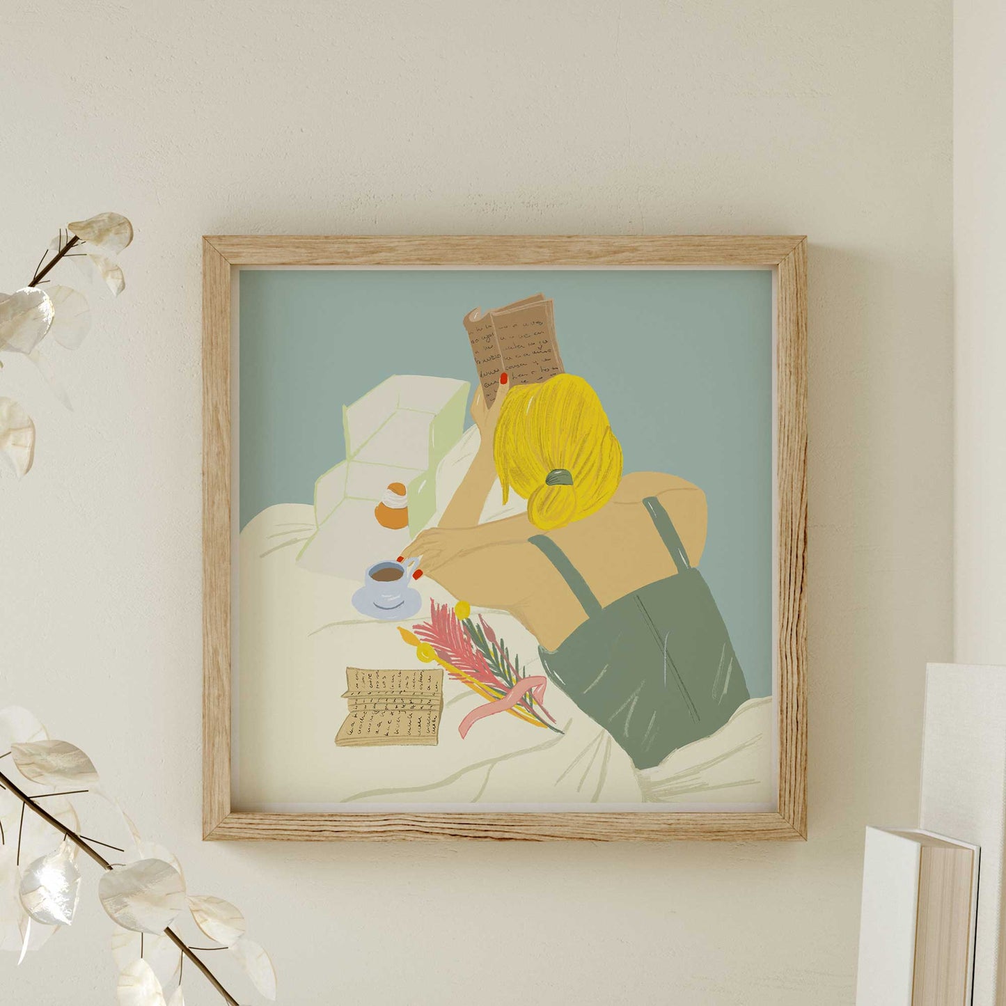 Print "Reader" | Moderne quadratische Illustration Print