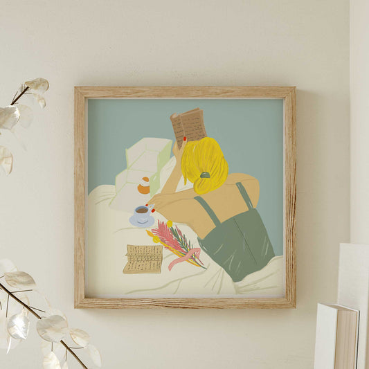 Print "Reader" | Moderne quadratische Illustration Print