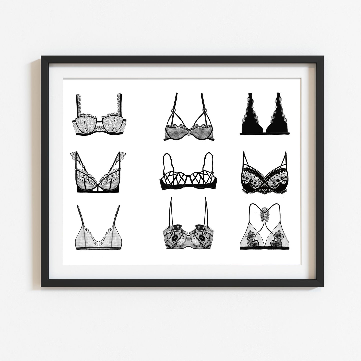 Print BH - Modekunstwerk, Wanddekoration, Dessous Vielfalt, Bild Ankleidezimmer
