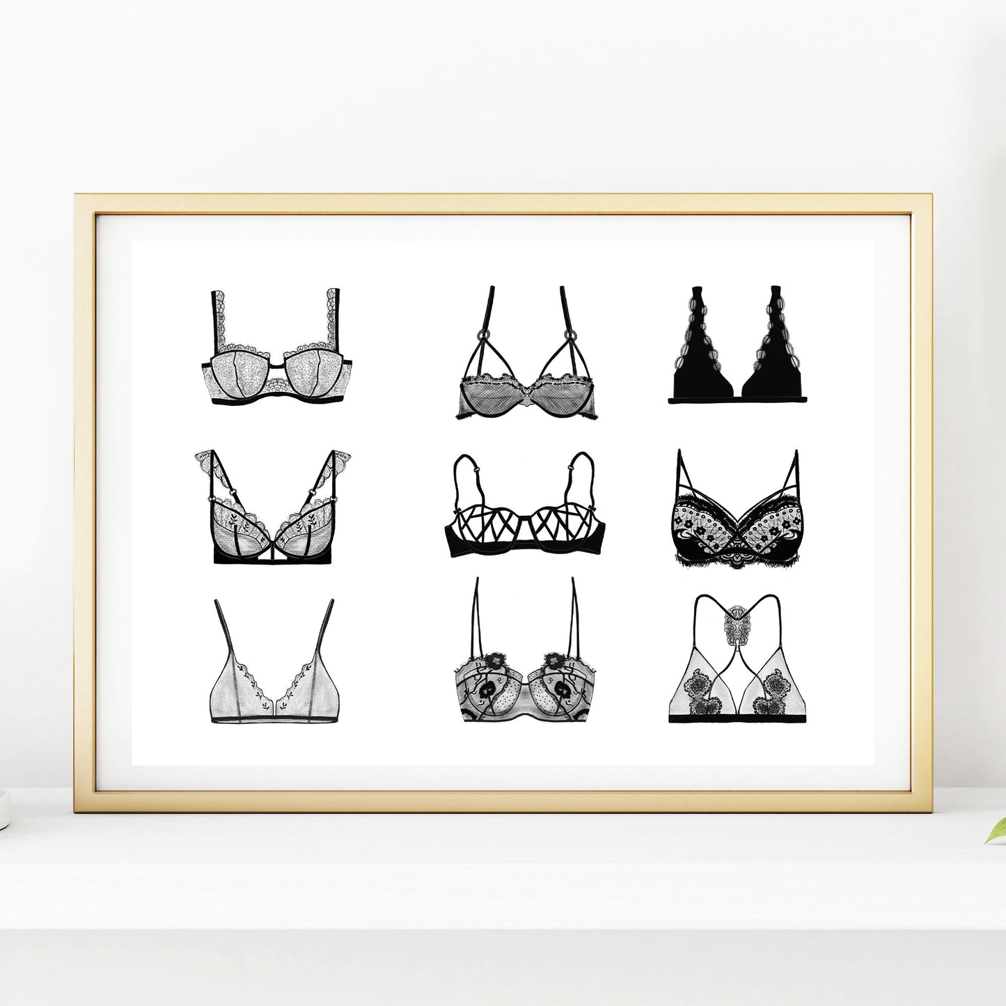 Print BH - Modekunstwerk, Wanddekoration, Dessous Vielfalt, Bild Ankleidezimmer
