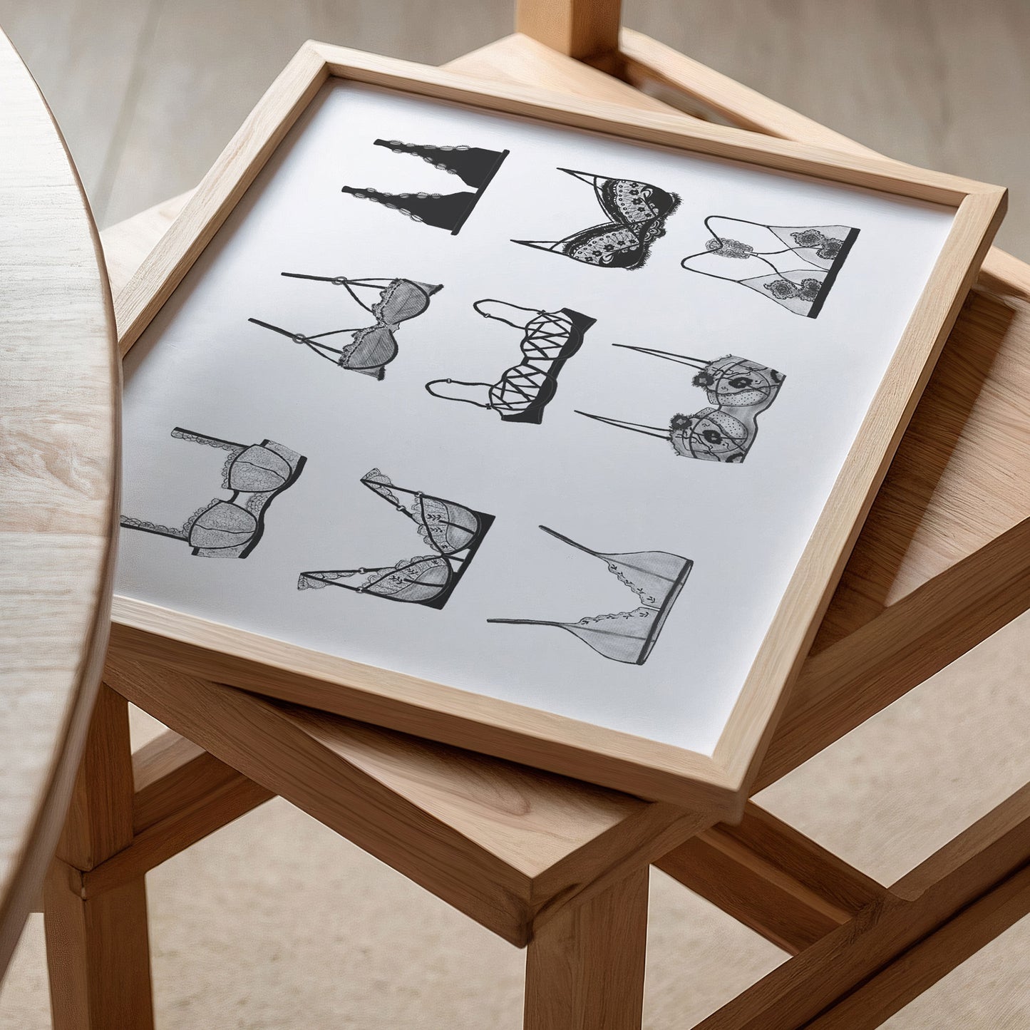 Print BH - Modekunstwerk, Wanddekoration, Dessous Vielfalt, Bild Ankleidezimmer