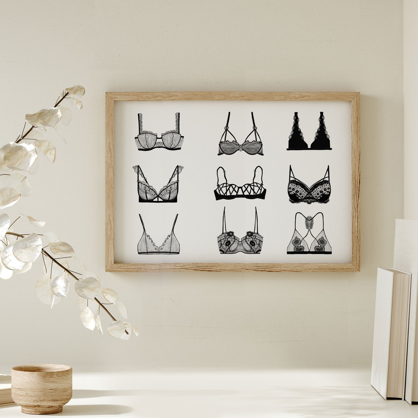 Print BH - Modekunstwerk, Wanddekoration, Dessous Vielfalt, Bild Ankleidezimmer