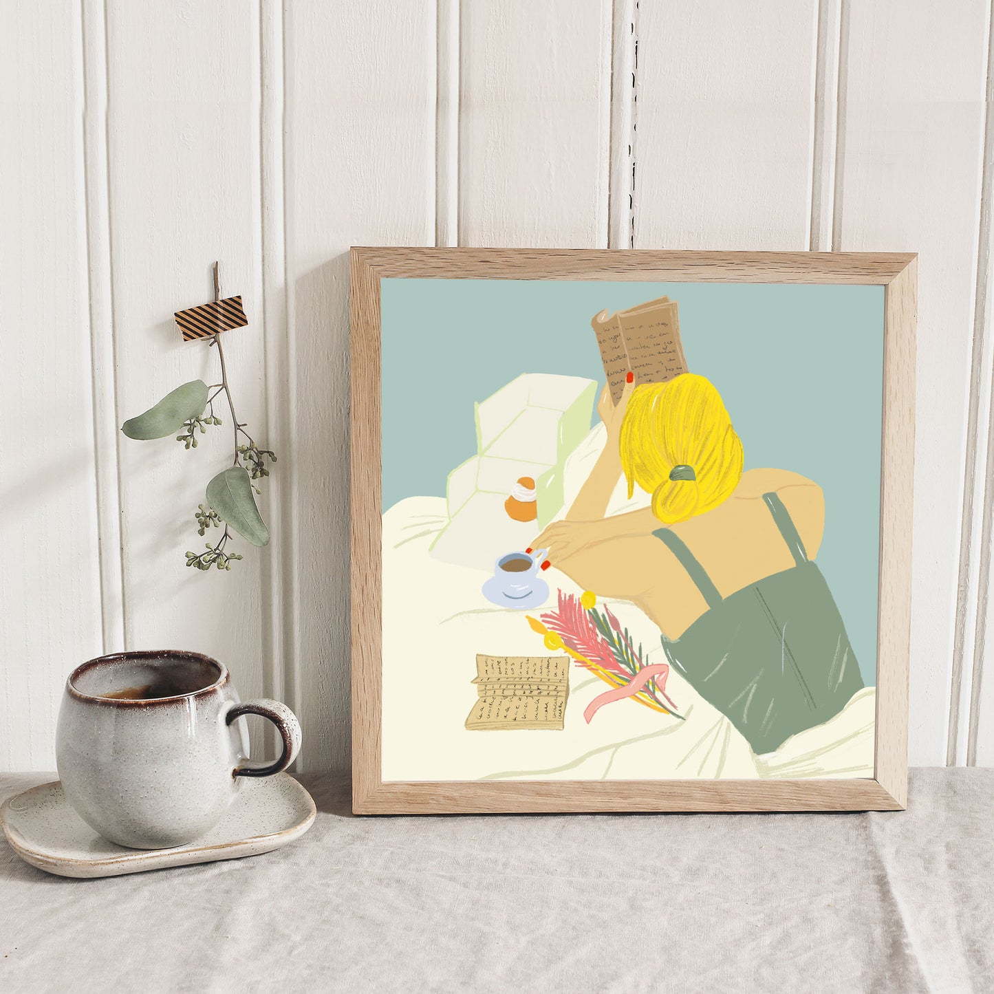 Print "Reader" | Moderne quadratische Illustration Print