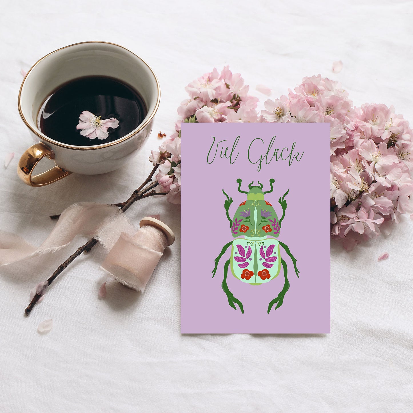 Viel Glück Postkarte GLÜCKSKÄFER