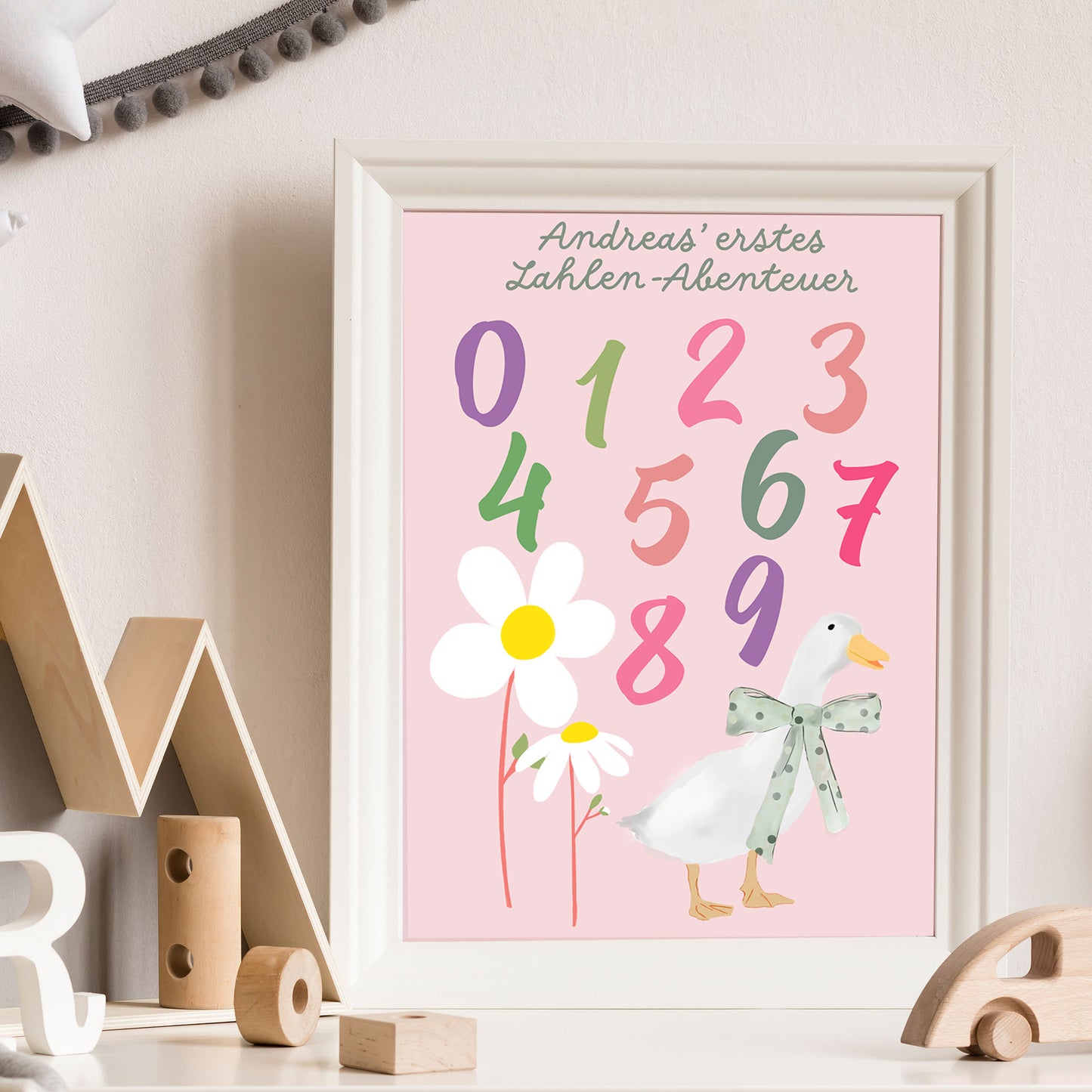 Personalisierbares Zahlenposter für Kinder – Lerne Zählen von 1 bis 9 mit Name, Lernposter, Buntes Kinderzimmer Deko Geschenk