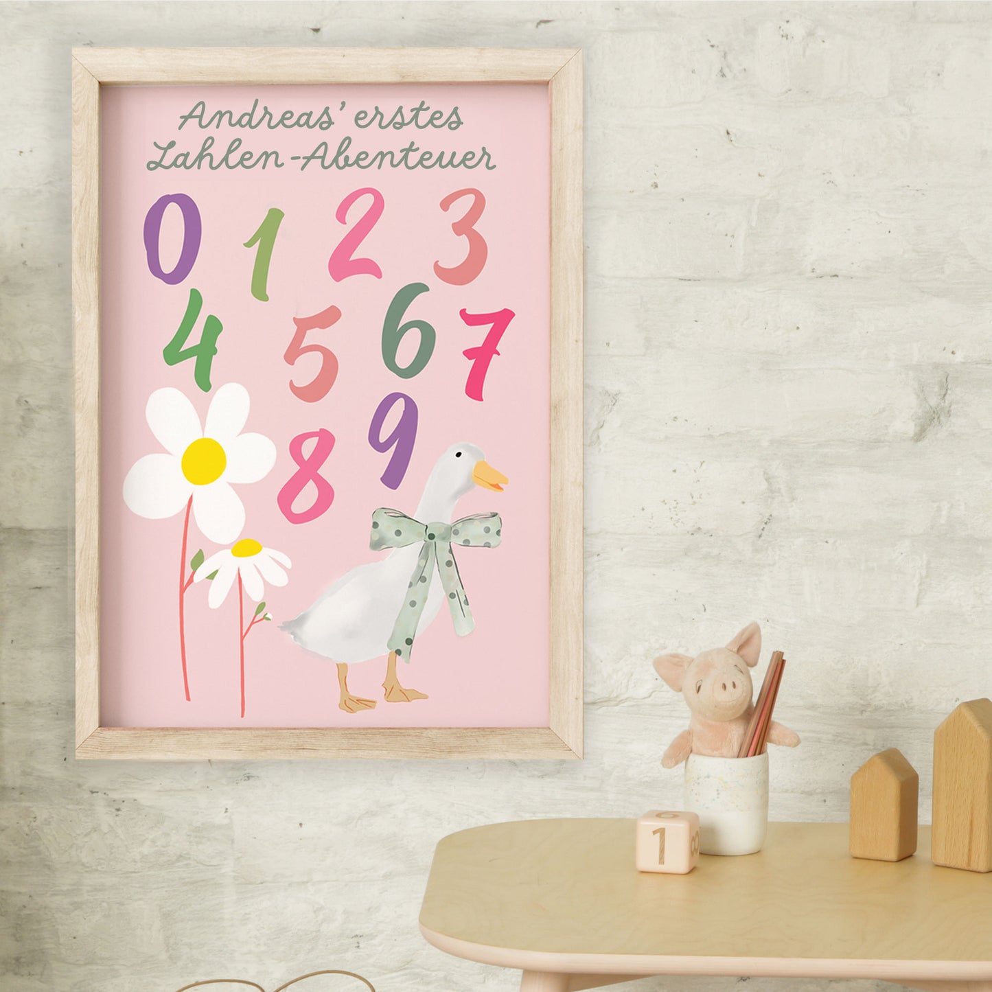 Personalisierbares Zahlenposter für Kinder – Lerne Zählen von 1 bis 9 mit Name, Lernposter, Buntes Kinderzimmer Deko Geschenk