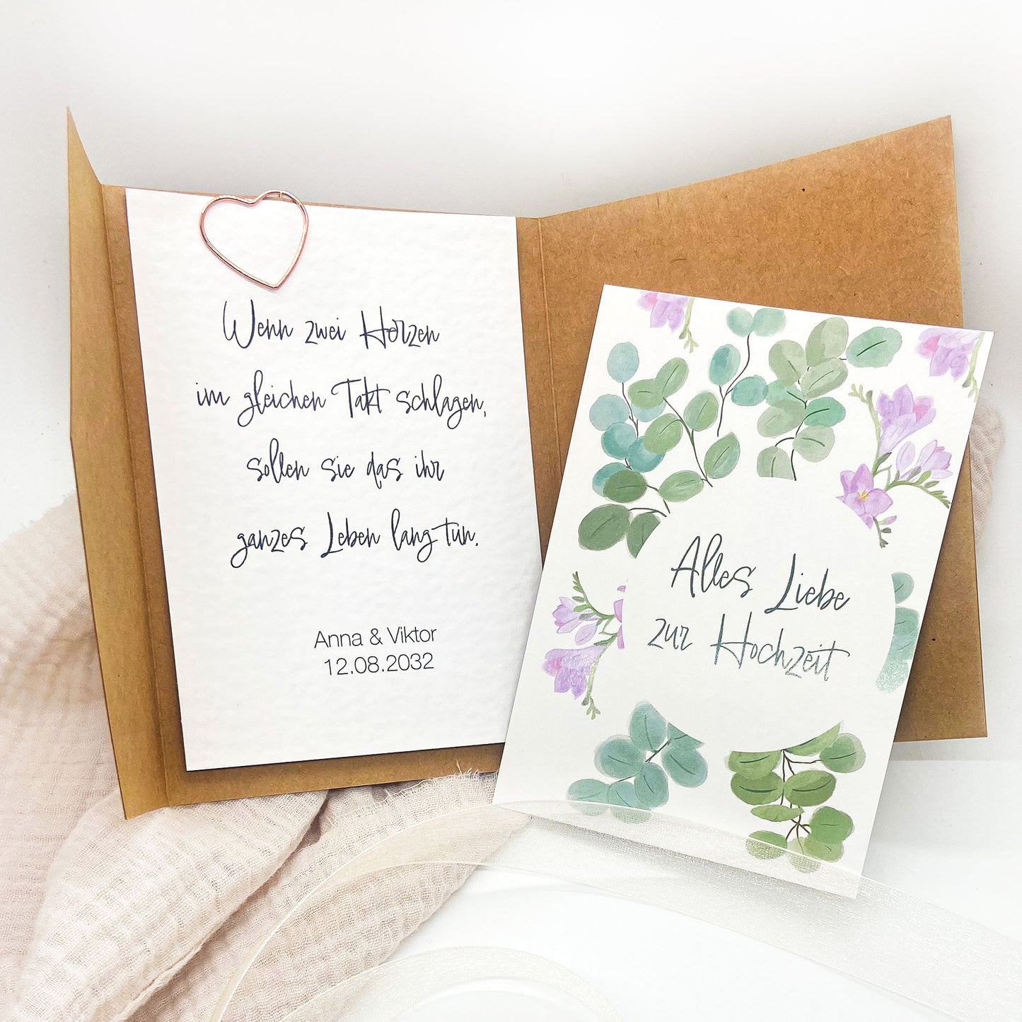 Geldgeschenk zur Hochzeit mit Herz -  personalisiert