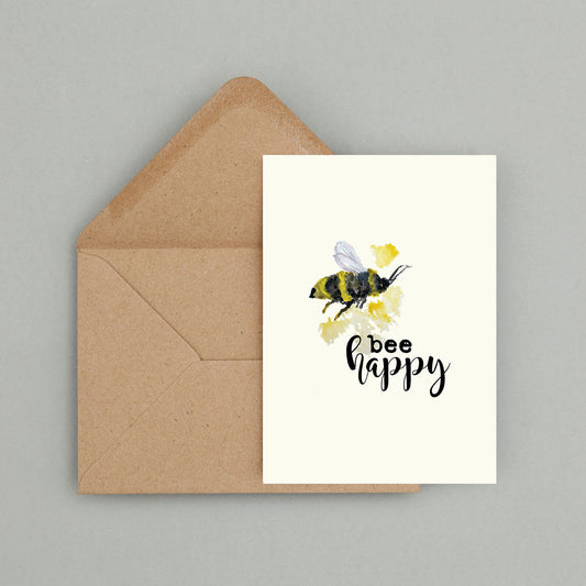 Postkarte "Bee happy"