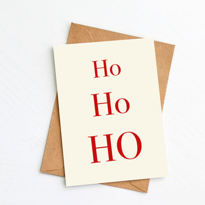 Minimalistische Weihnachtskarte mit typografischem Ho Ho Ho Design