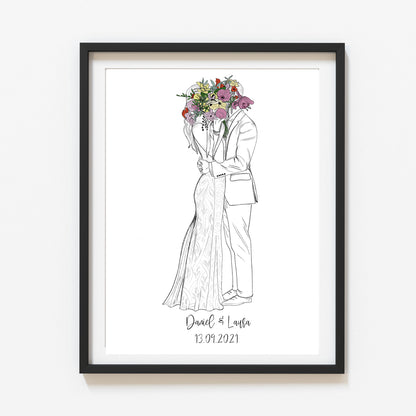 Hochzeitsbild Brautpaar - Hochzeitsgeschenk personalisiert