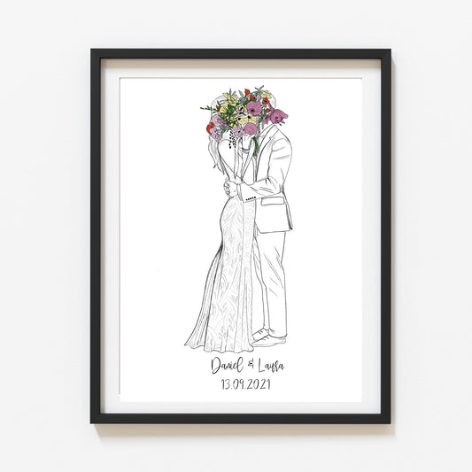 Hochzeitsbild Brautpaar - Hochzeitsgeschenk personalisiert