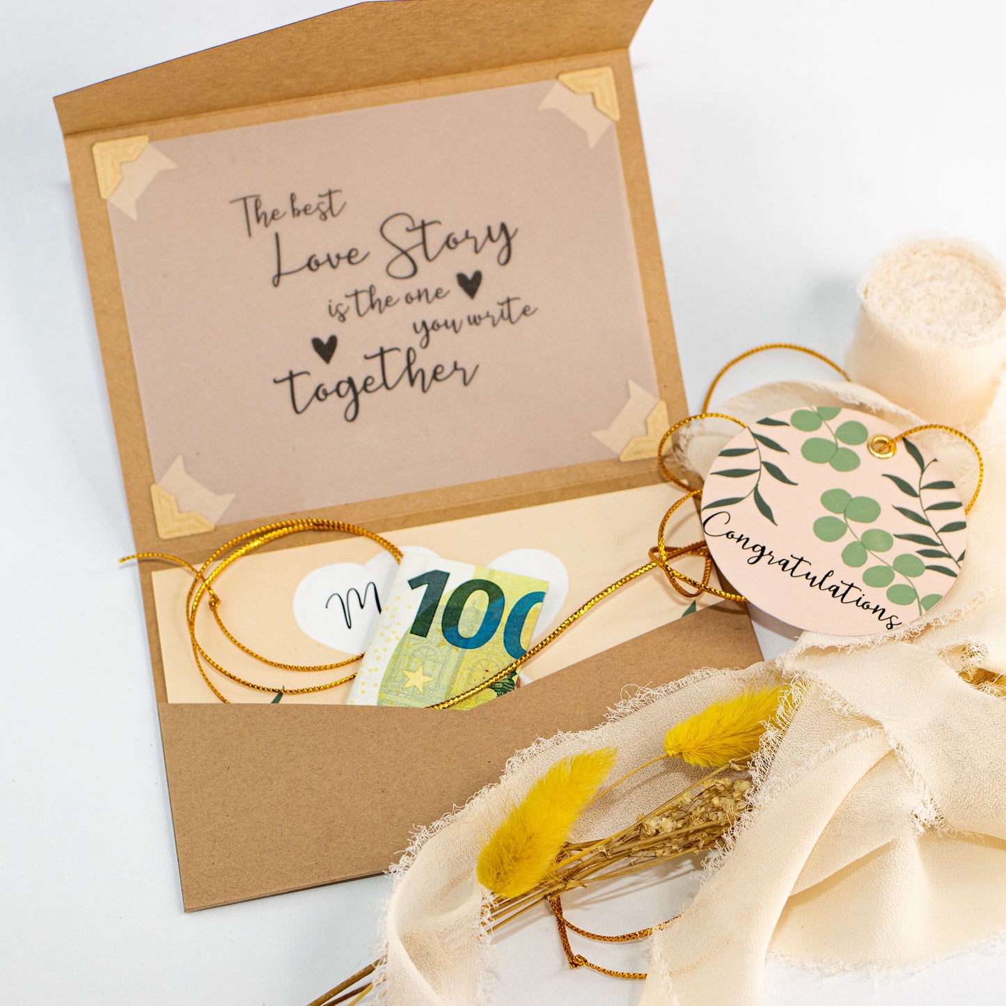 Geldgeschenk Hochzeit | Geschenkkarte für Hochzeit LOVE STORY  | personalisiertes Hochzeitsgeschenk | Geschenkschachtel mit Hochzeitskarte