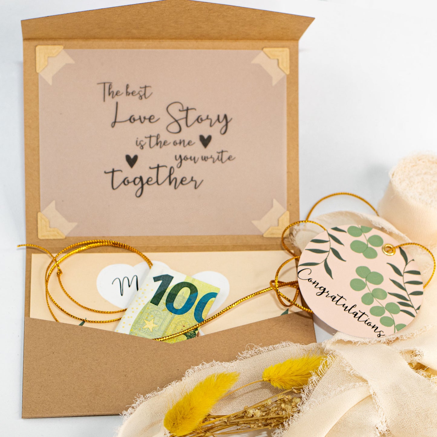 Geldgeschenk Hochzeit | Geschenkkarte für Hochzeit LOVE STORY  | personalisiertes Hochzeitsgeschenk | Geschenkschachtel mit Hochzeitskarte
