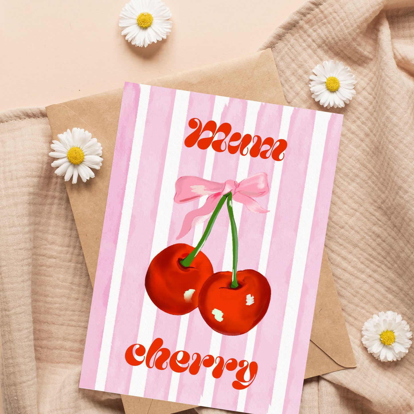 Mum Cherry – Aquarell-Klappkarte zum Muttertag