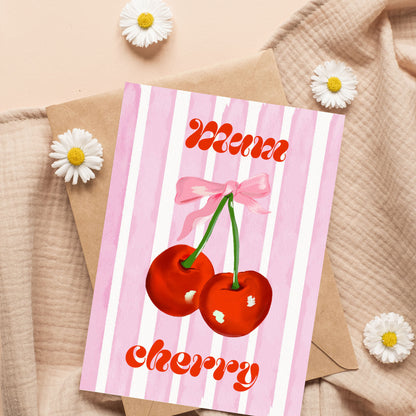 Mum Cherry – Aquarell-Klappkarte zum Muttertag