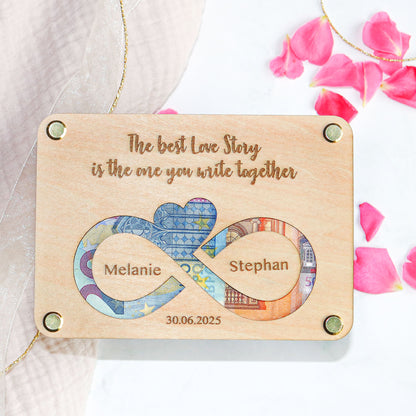 Geldgeschenk Hochzeit LOVE STORY personalisiert - Hochzeitsgeschenk Brautpaar