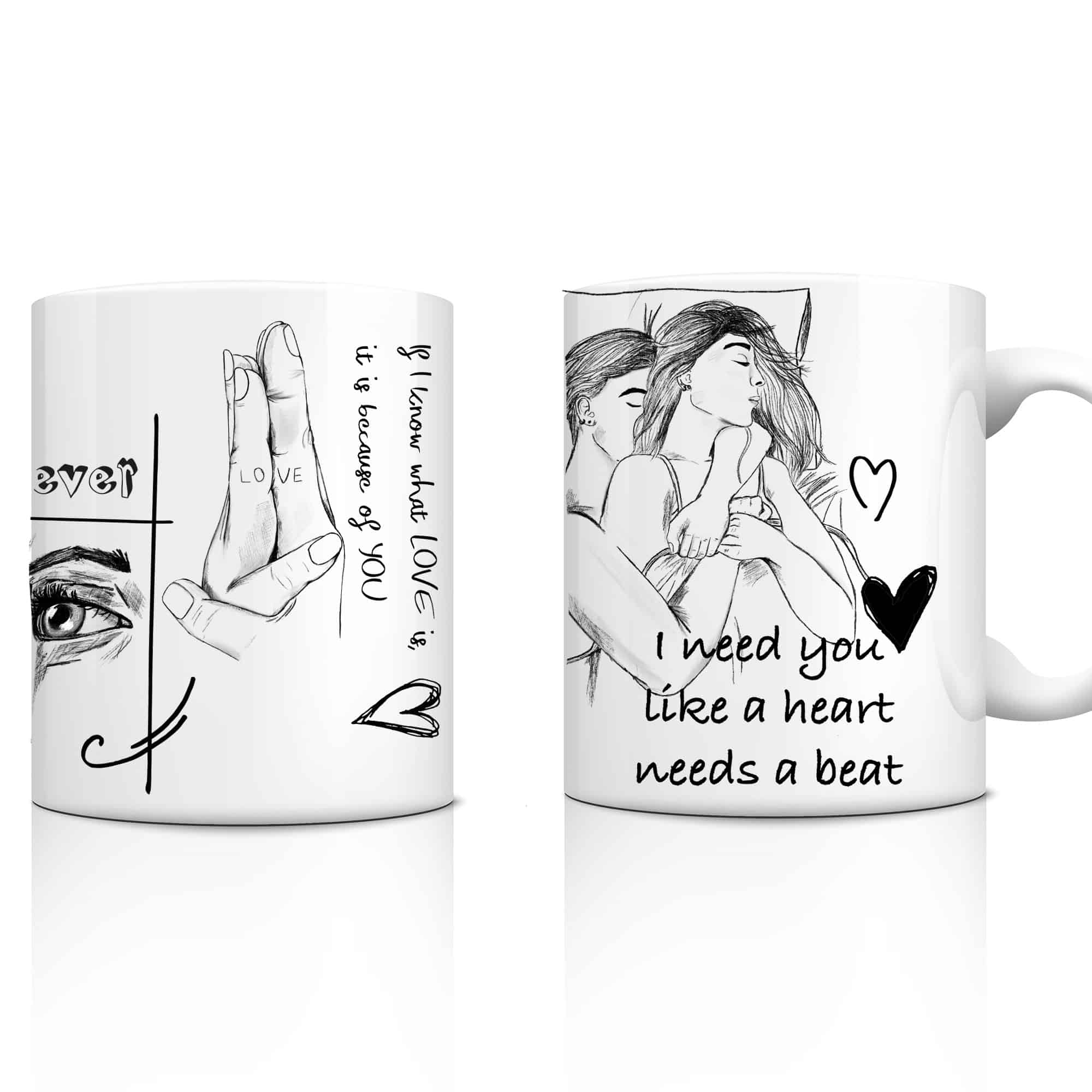 Tasse für Freund oder Freundin LOVE im Sketchbook Design, schönes Geschenk zum Valentinstag für ihn oder sie
