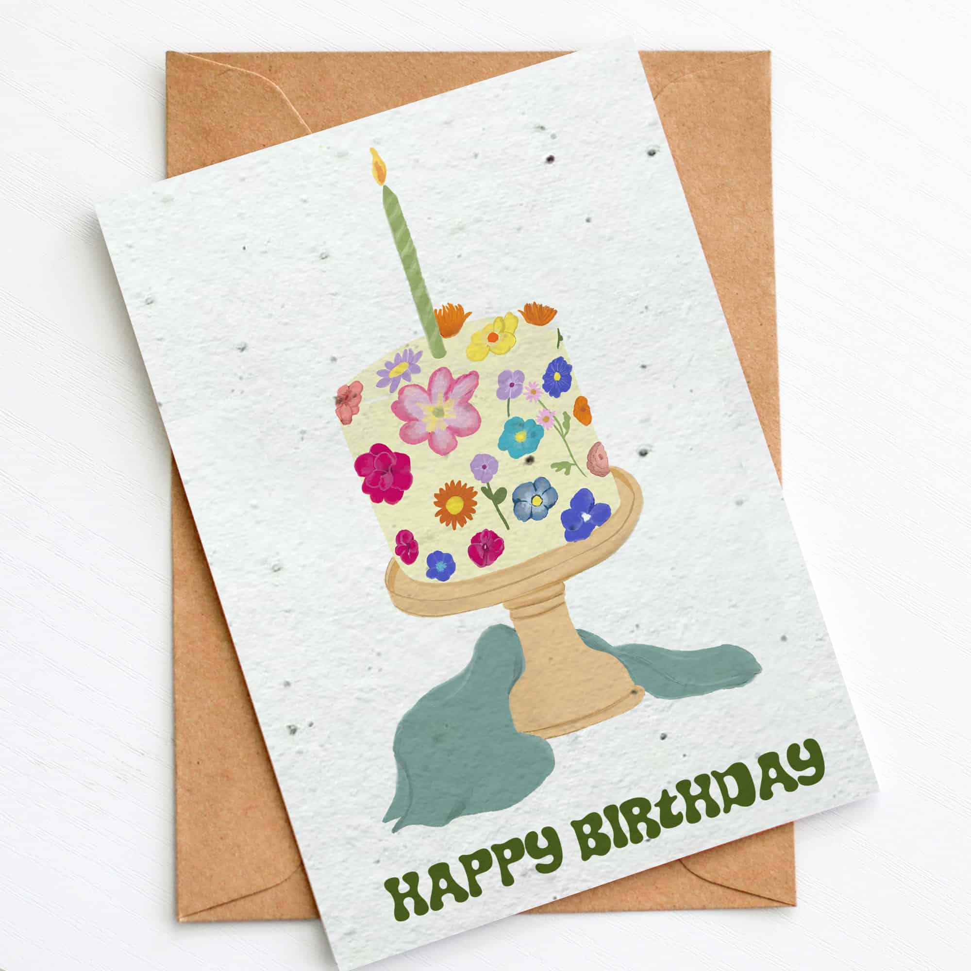 Eine Pflanzbare Geburtstagskarte HAPPY BIRTHDAY, besonders nachhaltig